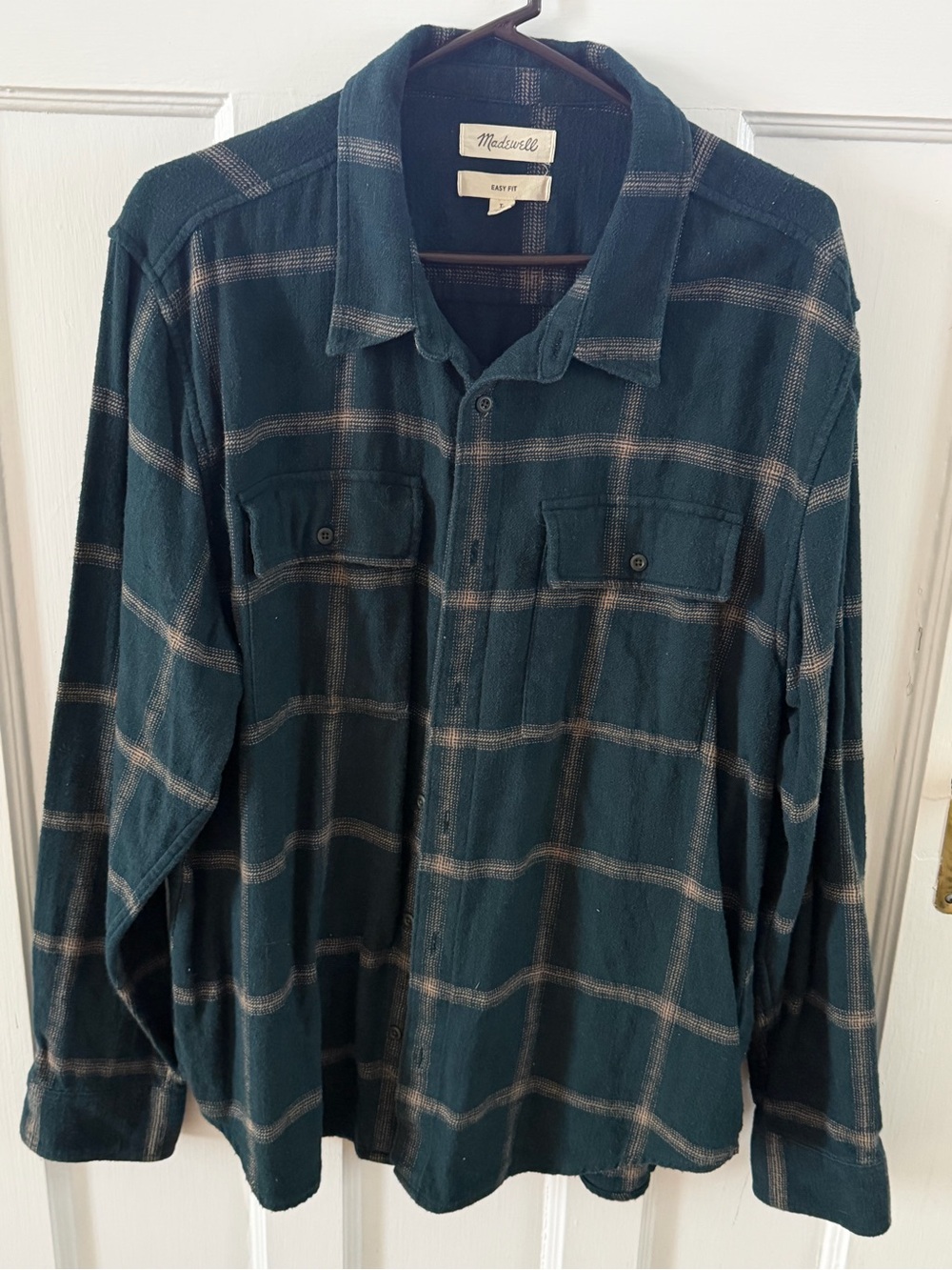 Madewell Dark Green Plaid Flannel Shirt